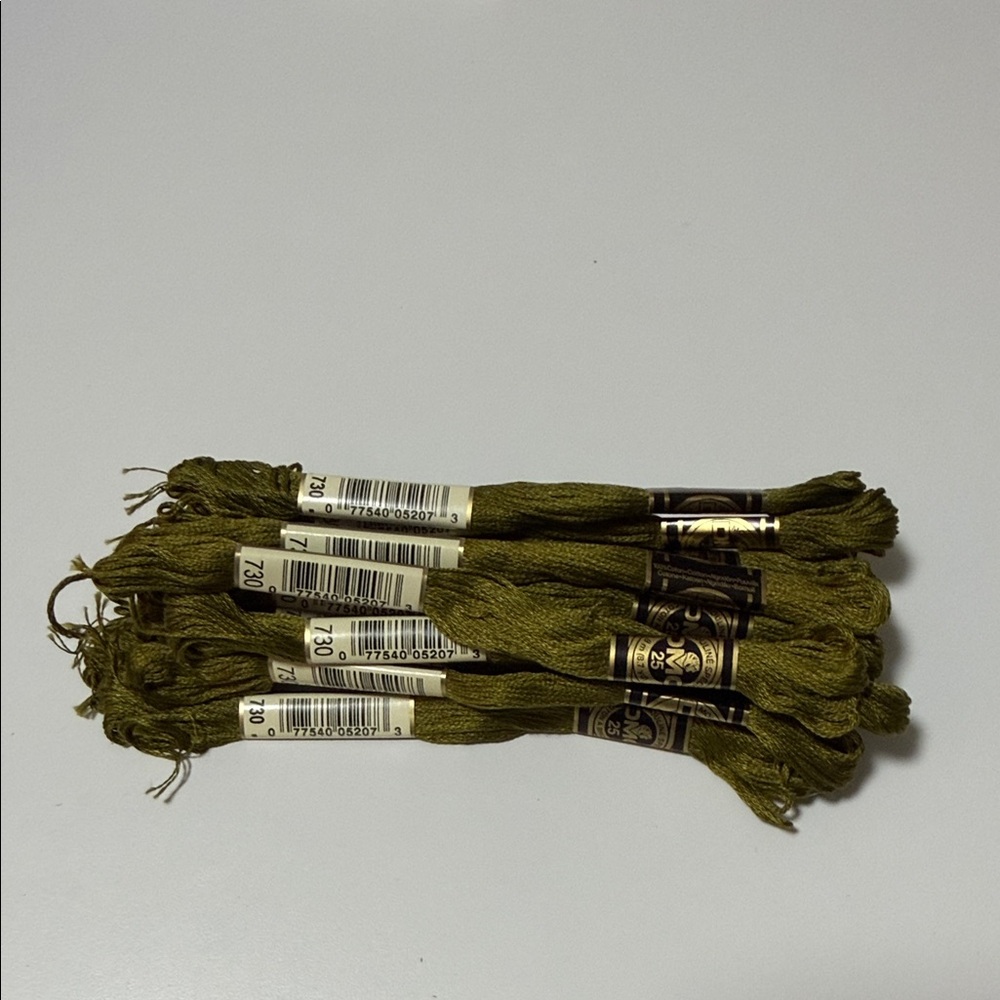 16 DMC (color 730) Olive Green Embroidery Floss Set